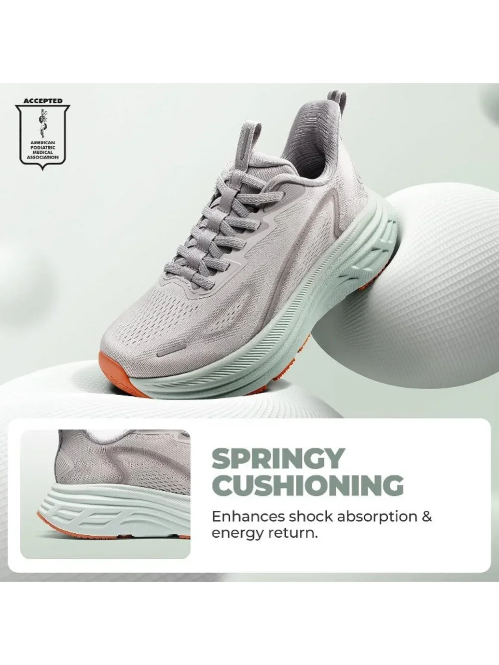 Women's Grey Running Shoes Slip On Pull On Round Toe Athletic Tennis Sneakers